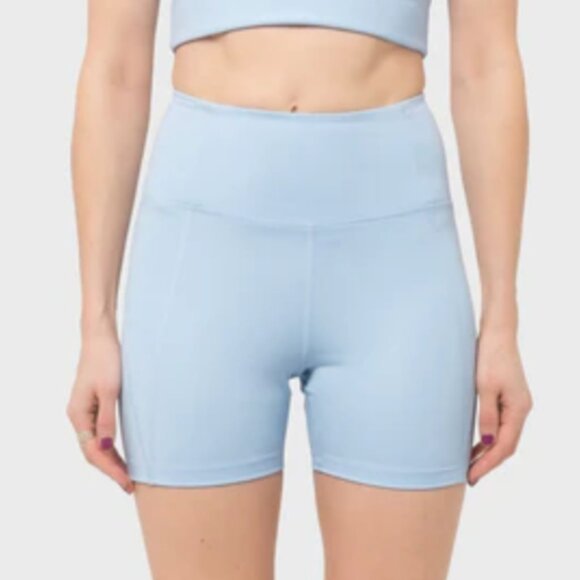 Girlfriend Collective High Rise Run Short in Cerulean - Picture 1 of 3